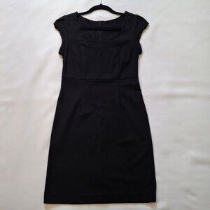 George Cap Sleeve Little Black Pencil Dress Size S Office Demure Sleek